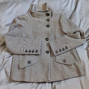 MaxMara Weekend Black & White Striped Wool Coat